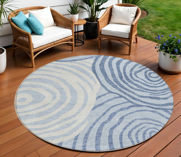 Homeroots 3' Beige Taupe And Green Abstract Washable Area Rug For Indoor And Outdoor High-traffic Spaces 8' Round Polyester 585888