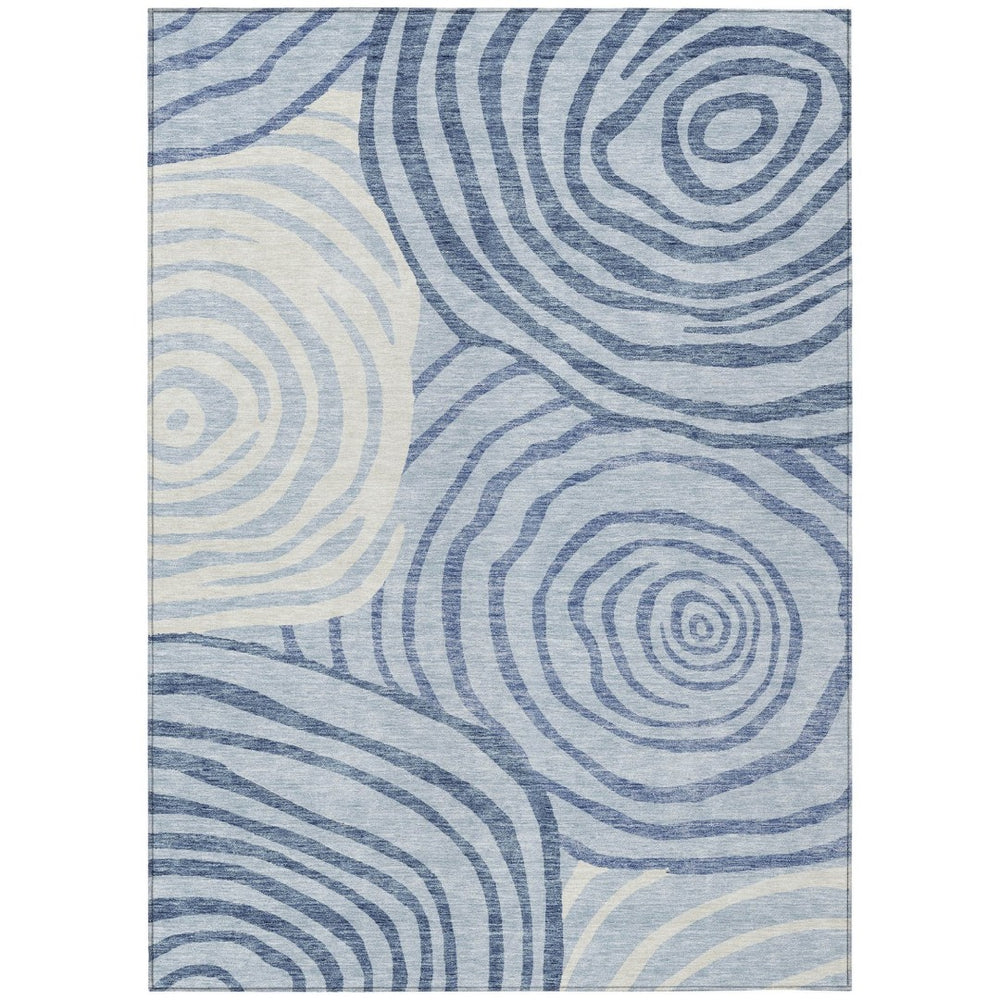 HomeRoots 5' Stylish Sky Blue and Ivory Abstract Area Rug - Machine Washable, Indoor/Outdoor Durable Design 10' X 14' 585891