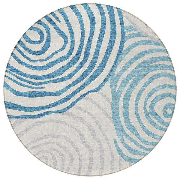 Homeroots 3' Beige Taupe And Green Abstract Washable Area Rug For Indoor And Outdoor High-traffic Spaces 8' Round Polyester 585894