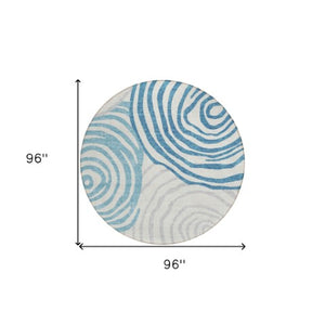 Homeroots 3' Beige Taupe And Green Abstract Washable Area Rug For Indoor And Outdoor High-traffic Spaces 8' Round Polyester 585894