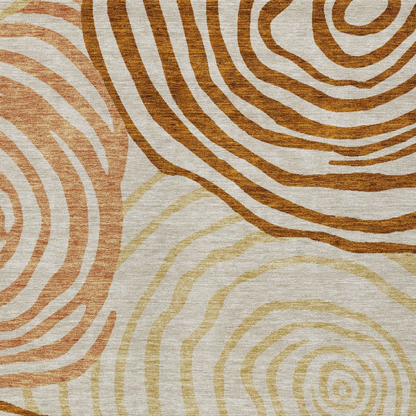 Homeroots 3' Beige Taupe And Green Abstract Washable Area Rug For Indoor And Outdoor High-traffic Spaces 5' X 8' Polyester 585899