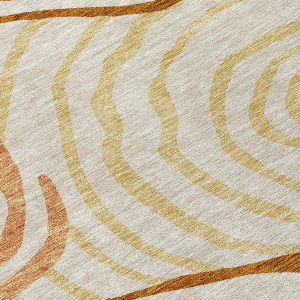 Homeroots 3' Beige Taupe And Green Abstract Washable Area Rug For Indoor And Outdoor High-traffic Spaces 5' X 8' Polyester 585899