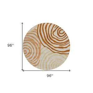 Homeroots 3' Beige Taupe And Green Abstract Washable Area Rug For Indoor And Outdoor High-traffic Spaces 8' Round Polyester 585900