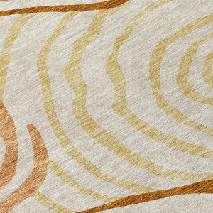 Homeroots 3' Beige Taupe And Green Abstract Washable Area Rug For Indoor And Outdoor High-traffic Spaces 8' X 10' Polyester 585901