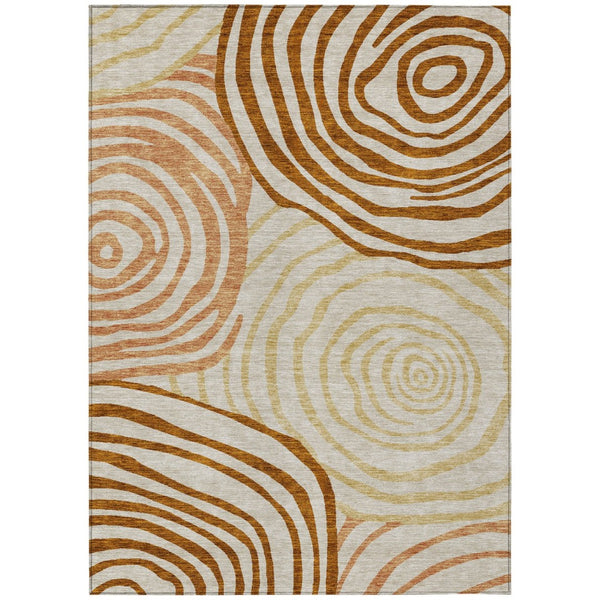 HomeRoots 9' Terra Cotta Copper and Gold Abstract Area Rug - Stylish, Washable, Durable for Indoor & Outdoor Use 9' X 12' 585902