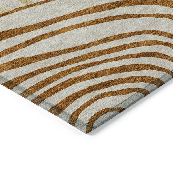 Homeroots 3' Beige Taupe And Green Abstract Washable Area Rug For Indoor And Outdoor High-traffic Spaces 9' X 12' Polyester 585902