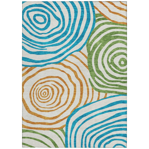 Homeroots 3' Beige Taupe And Green Abstract Washable Area Rug For Indoor And Outdoor High-traffic Spaces 3' X 5' Polyester 585904