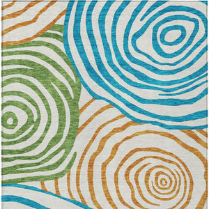 Homeroots 3' Beige Taupe And Green Abstract Washable Area Rug For Indoor And Outdoor High-traffic Spaces 3' X 5' Polyester 585904