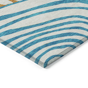 Homeroots 3' Beige Taupe And Green Abstract Washable Area Rug For Indoor And Outdoor High-traffic Spaces 8' X 10' Polyester 585907