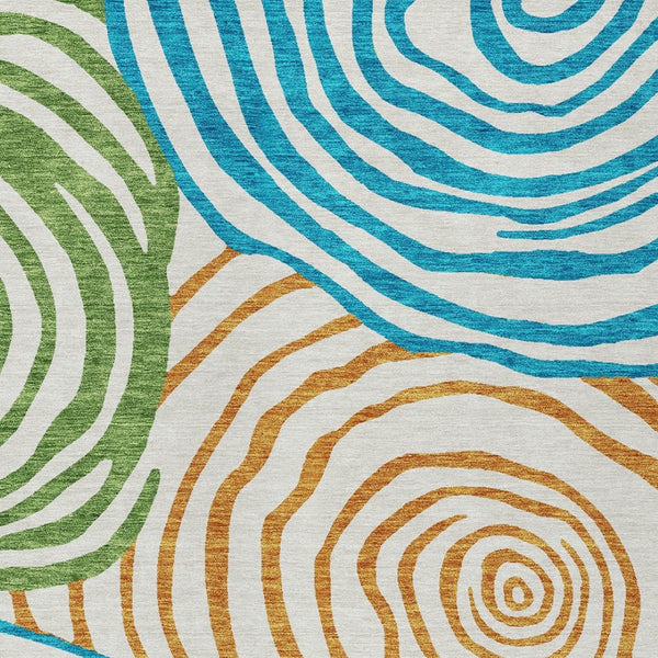 Homeroots 3' Beige Taupe And Green Abstract Washable Area Rug For Indoor And Outdoor High-traffic Spaces 8' X 10' Polyester 585907