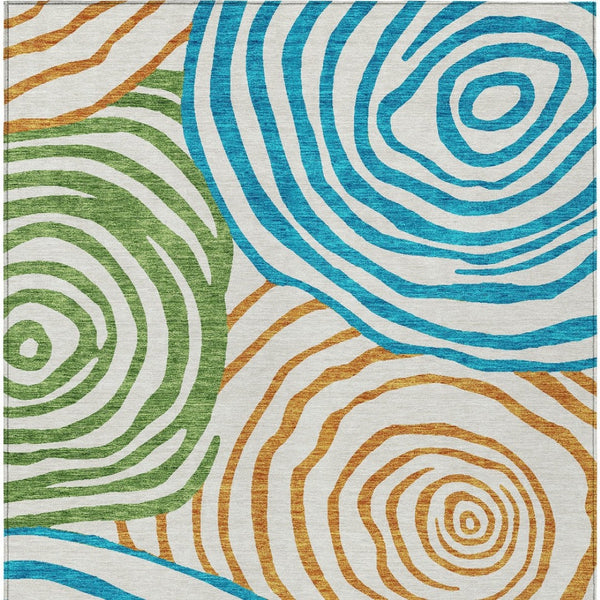 Homeroots 3' Beige Taupe And Green Abstract Washable Area Rug For Indoor And Outdoor High-traffic Spaces 9' X 12' Polyester 585908