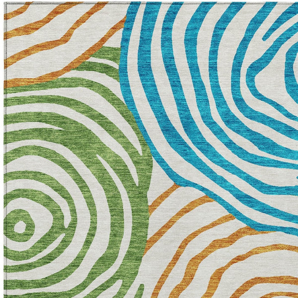 Homeroots 3' Beige Taupe And Green Abstract Washable Area Rug For Indoor And Outdoor High-traffic Spaces 9' X 12' Polyester 585908
