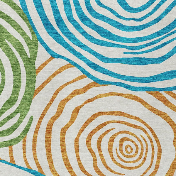 Homeroots 3' Beige Taupe And Green Abstract Washable Area Rug For Indoor And Outdoor High-traffic Spaces 10' X 14' Polyester 585909