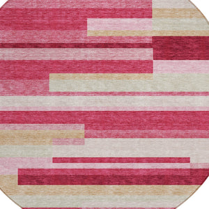 Homeroots 3' Stylish Black Charcoal And Gray Striped Washable Area Rug For Indoor And Outdoor Spaces 8' Round Polyester 585918