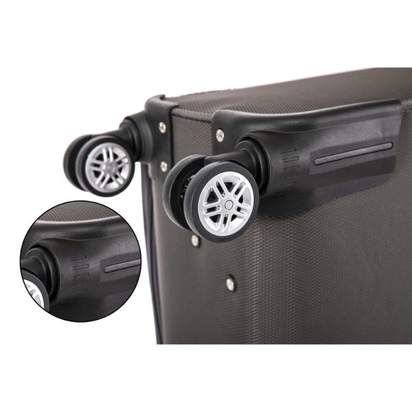 English Elm 3-piece Soft Shell Luggage Set with Swivel Wheels Telescopic Handle and Password Lock Grey T3292P343342