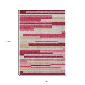 Homeroots 3' Stylish Black Charcoal And Gray Striped Washable Area Rug For Indoor And Outdoor Spaces 9' X 12' Polyester 585920