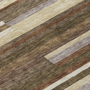 Homeroots 3' Stylish Black Charcoal And Gray Striped Washable Area Rug For Indoor And Outdoor Spaces 8' Round Polyester 585924