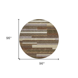 Homeroots 3' Stylish Black Charcoal And Gray Striped Washable Area Rug For Indoor And Outdoor Spaces 8' Round Polyester 585924