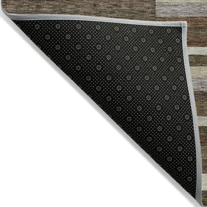 Homeroots 3' Stylish Black Charcoal And Gray Striped Washable Area Rug For Indoor And Outdoor Spaces 8' X 10' Polyester 585925