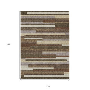 Homeroots 3' Stylish Black Charcoal And Gray Striped Washable Area Rug For Indoor And Outdoor Spaces 10' X 14' Polyester 585927