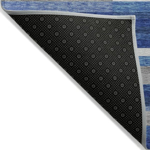 Homeroots 3' Stylish Black Charcoal And Gray Striped Washable Area Rug For Indoor And Outdoor Spaces 3' X 5' Polyester 585928