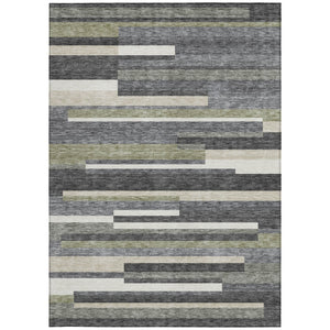 Homeroots 3' Stylish Black Charcoal And Gray Striped Washable Area Rug For Indoor And Outdoor Spaces 5' X 8' Polyester 585935