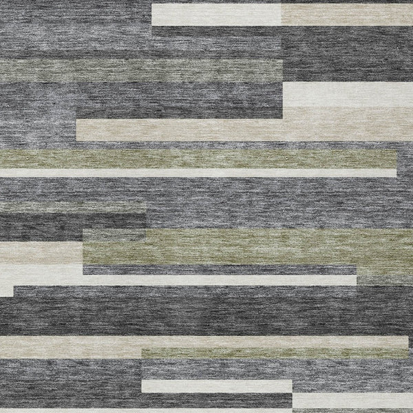 Homeroots 3' Stylish Black Charcoal And Gray Striped Washable Area Rug For Indoor And Outdoor Spaces 5' X 8' Polyester 585935