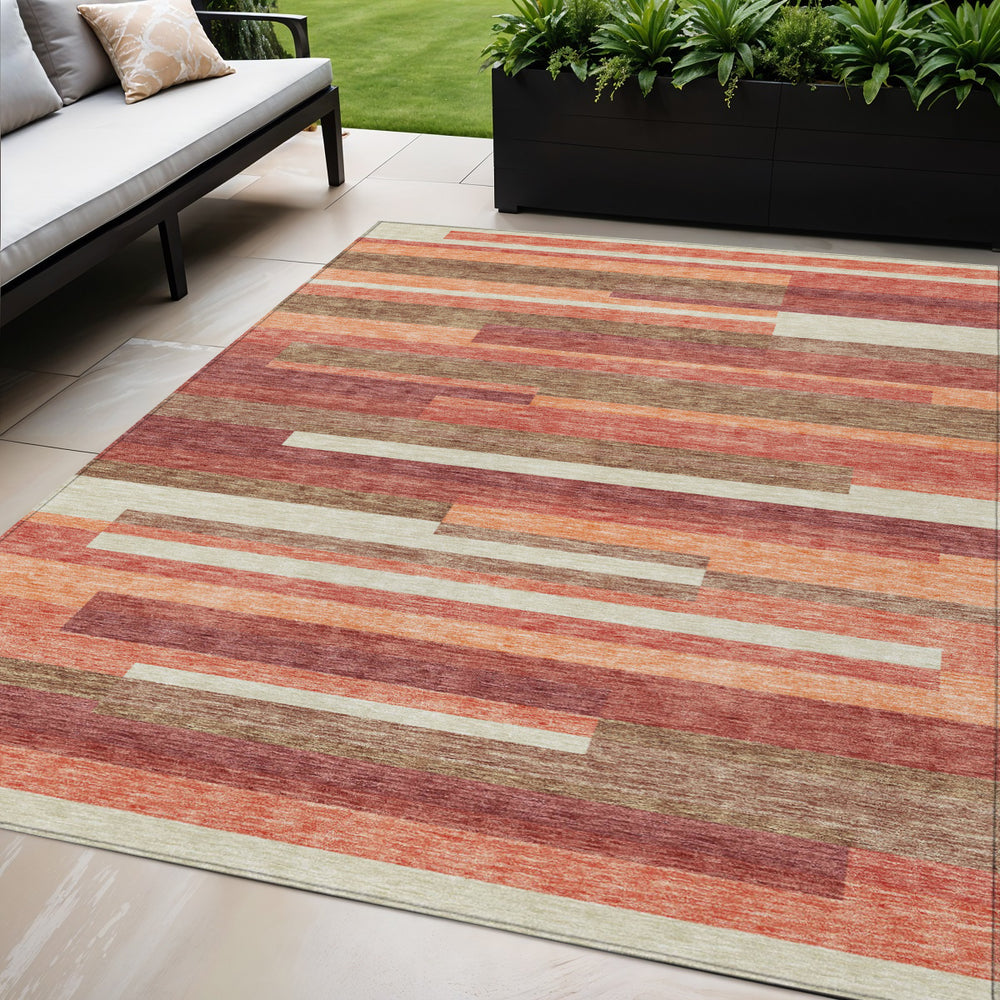 Homeroots 3' Stylish Black Charcoal And Gray Striped Washable Area Rug For Indoor And Outdoor Spaces 5' X 8' Polyester 585941