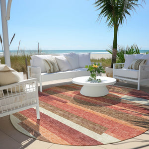 Homeroots 3' Stylish Black Charcoal And Gray Striped Washable Area Rug For Indoor And Outdoor Spaces 8' Round Polyester 585942