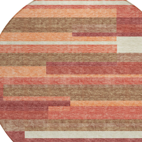 Homeroots 3' Stylish Black Charcoal And Gray Striped Washable Area Rug For Indoor And Outdoor Spaces 8' Round Polyester 585942