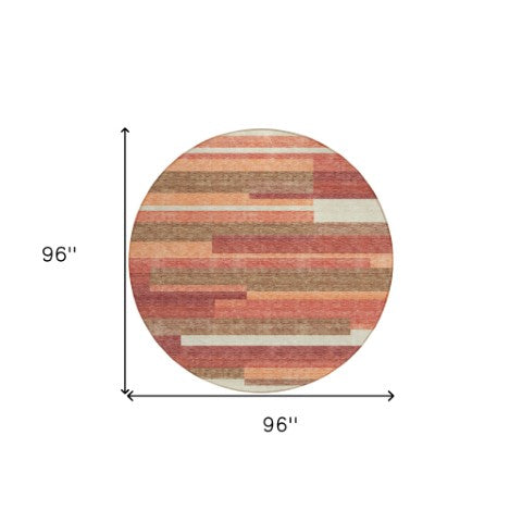 Homeroots 3' Stylish Black Charcoal And Gray Striped Washable Area Rug For Indoor And Outdoor Spaces 8' Round Polyester 585942