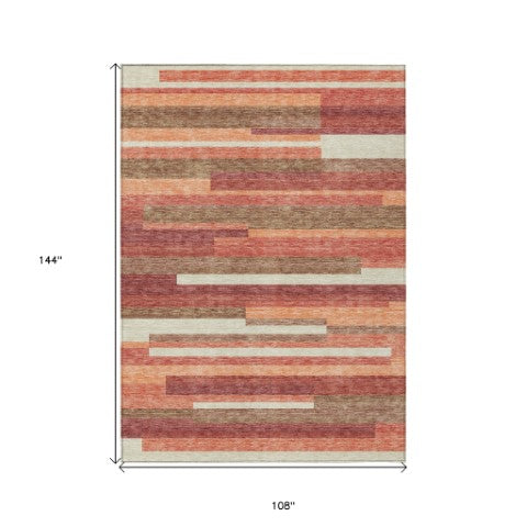 Homeroots 3' Stylish Black Charcoal And Gray Striped Washable Area Rug For Indoor And Outdoor Spaces 9' X 12' Polyester 585944