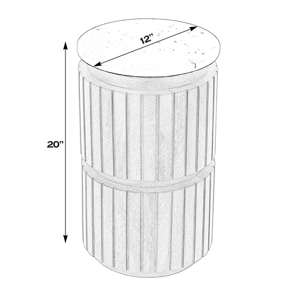 Butler Specialty Newton Round Marble And Mango Wood Side Table – Modern Eclectic Drum Table For Stylish Spaces Brown Mango,Marble,Iron 5859455-butler