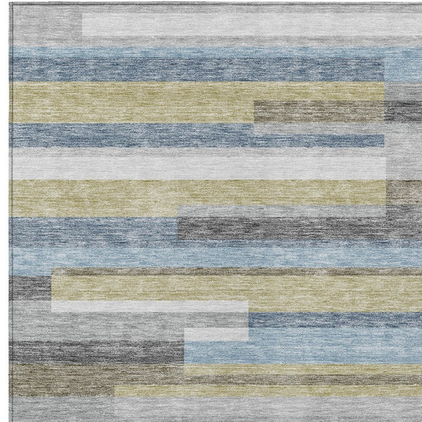 Homeroots 3' Stylish Black Charcoal And Gray Striped Washable Area Rug For Indoor And Outdoor Spaces 5' X 8' Polyester 585947