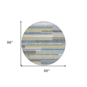 Homeroots 3' Stylish Black Charcoal And Gray Striped Washable Area Rug For Indoor And Outdoor Spaces 8' Round Polyester 585948