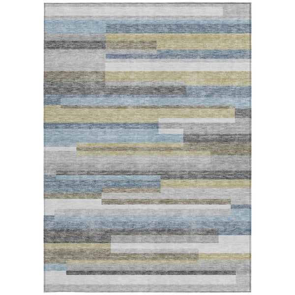Homeroots 3' Stylish Black Charcoal And Gray Striped Washable Area Rug For Indoor And Outdoor Spaces 8' X 10' Polyester 585949