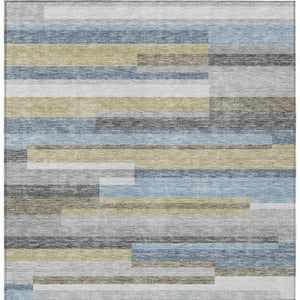 Homeroots 3' Stylish Black Charcoal And Gray Striped Washable Area Rug For Indoor And Outdoor Spaces 8' X 10' Polyester 585949