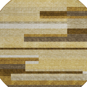 Homeroots 3' Stylish Black Charcoal And Gray Striped Washable Area Rug For Indoor And Outdoor Spaces 8' Round Polyester 585954