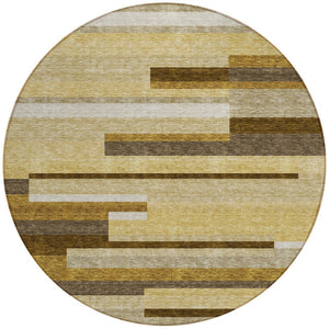 Homeroots 3' Stylish Black Charcoal And Gray Striped Washable Area Rug For Indoor And Outdoor Spaces 8' Round Polyester 585954