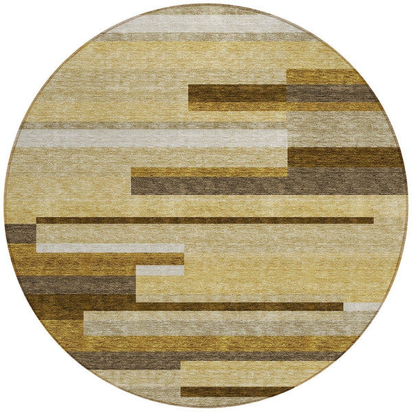 Homeroots 3' Stylish Black Charcoal And Gray Striped Washable Area Rug For Indoor And Outdoor Spaces 8' Round Polyester 585954