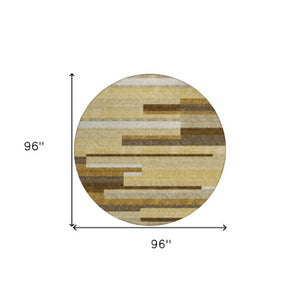 Homeroots 3' Stylish Black Charcoal And Gray Striped Washable Area Rug For Indoor And Outdoor Spaces 8' Round Polyester 585954