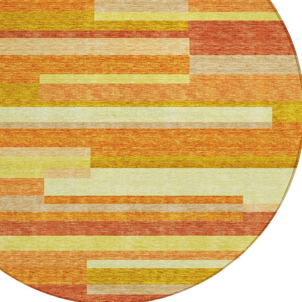 Homeroots 3' Stylish Black Charcoal And Gray Striped Washable Area Rug For Indoor And Outdoor Spaces 8' Round Polyester 585960