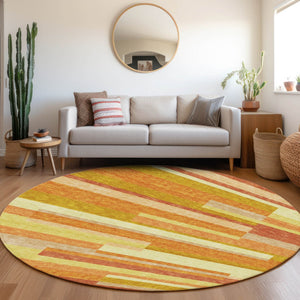 Homeroots 3' Stylish Black Charcoal And Gray Striped Washable Area Rug For Indoor And Outdoor Spaces 8' Round Polyester 585960