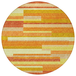 Homeroots 3' Stylish Black Charcoal And Gray Striped Washable Area Rug For Indoor And Outdoor Spaces 8' Round Polyester 585960