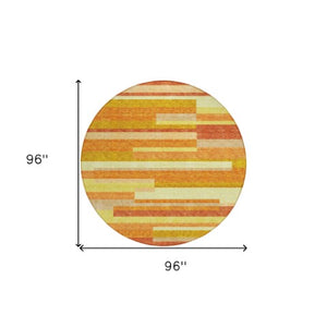 Homeroots 3' Stylish Black Charcoal And Gray Striped Washable Area Rug For Indoor And Outdoor Spaces 8' Round Polyester 585960