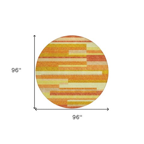 Homeroots 3' Stylish Black Charcoal And Gray Striped Washable Area Rug For Indoor And Outdoor Spaces 8' Round Polyester 585960