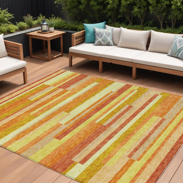 Homeroots 3' Stylish Black Charcoal And Gray Striped Washable Area Rug For Indoor And Outdoor Spaces 8' X 10' Polyester 585961