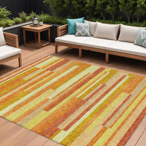 Homeroots 3' Stylish Black Charcoal And Gray Striped Washable Area Rug For Indoor And Outdoor Spaces 10' X 14' Polyester 585963