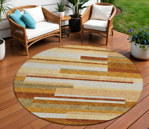 Homeroots 3' Stylish Black Charcoal And Gray Striped Washable Area Rug For Indoor And Outdoor Spaces 8' Round Polyester 585966