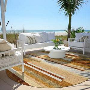 Homeroots 3' Stylish Black Charcoal And Gray Striped Washable Area Rug For Indoor And Outdoor Spaces 8' Round Polyester 585966